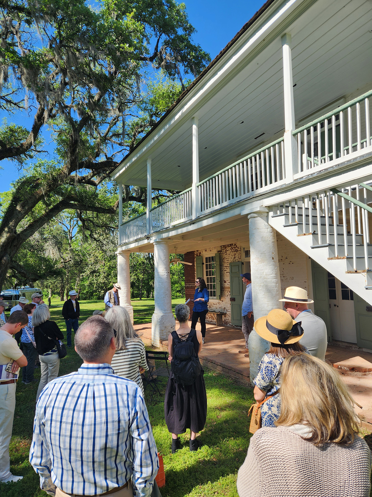 Tour group orientation at Live Oak