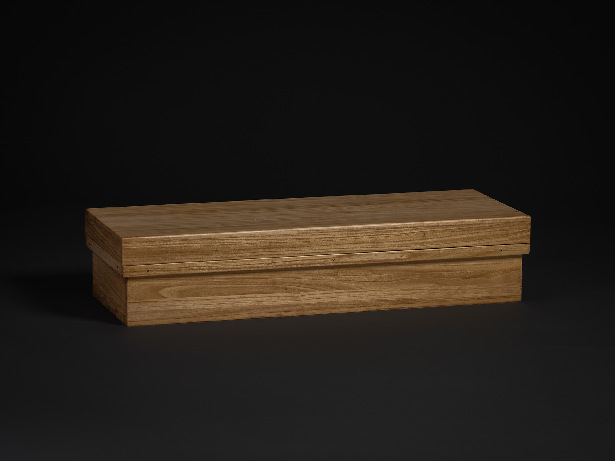 Large wooden artist box for Flowing Flower IV. The box does not have a ribbon.