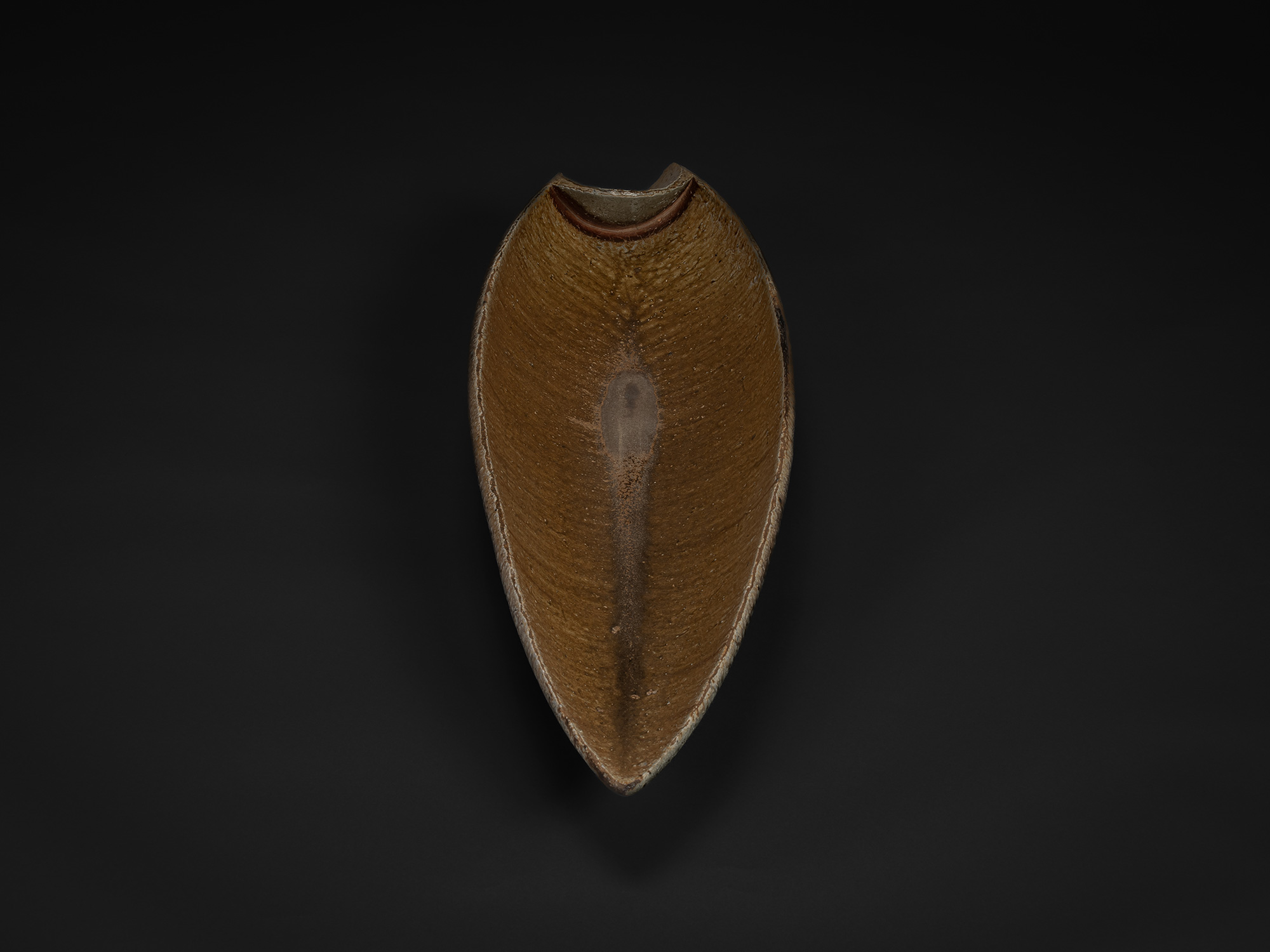 Aerial view of horizontal ceramic flower vase Flowing Flower IV by Kakurezaki Ryūichi, elongated...