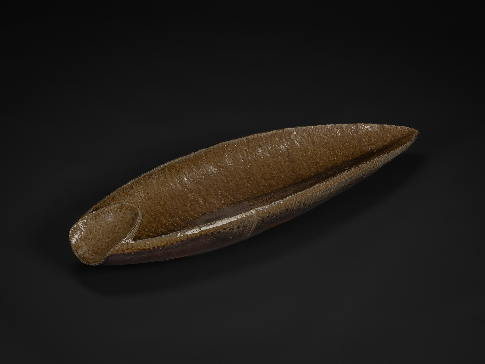 Aerial view of horizontal ceramic flower vase Flowing Flower IV by Kakurezaki Ryūichi, elongated...