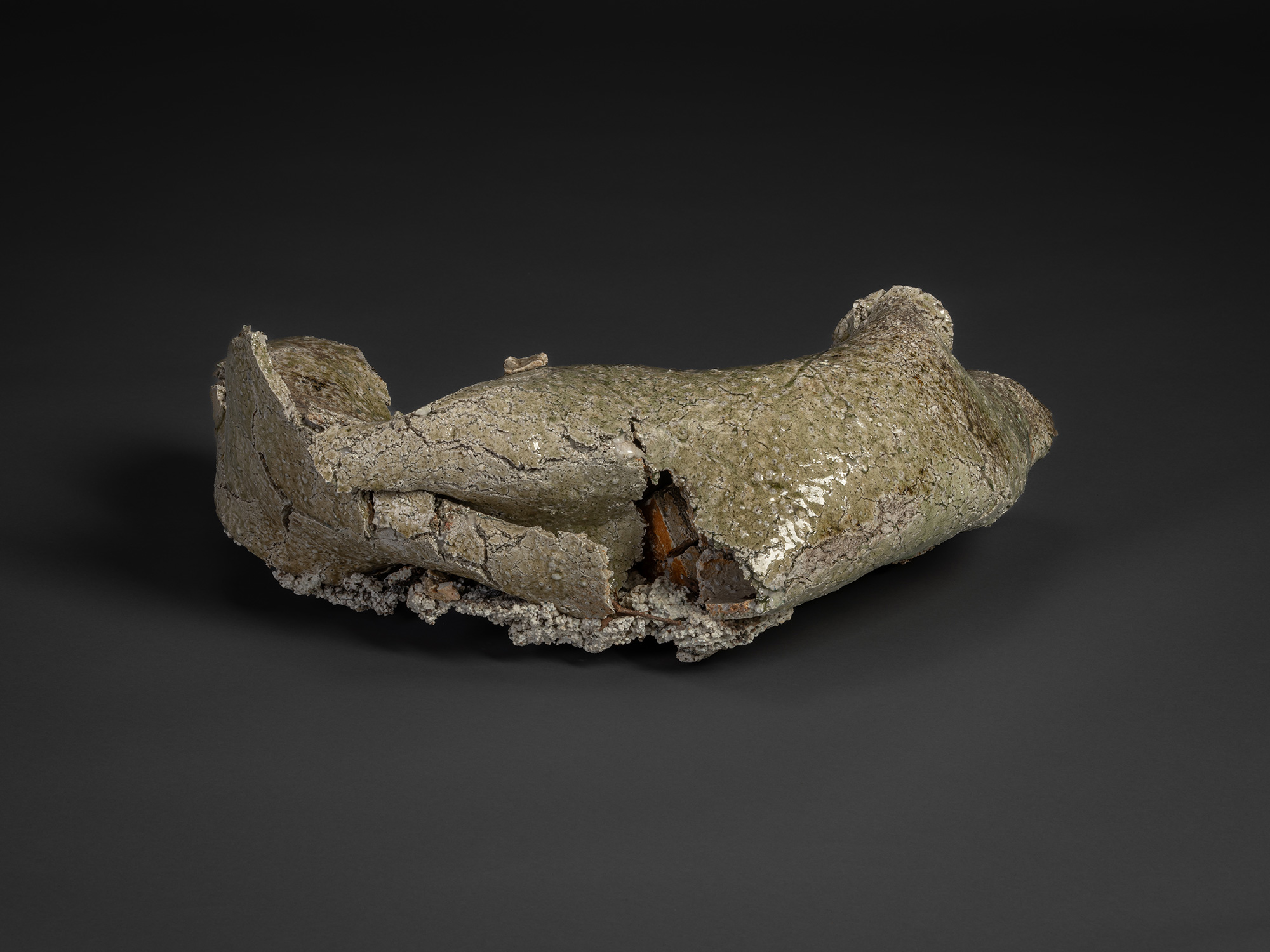 Broken Flower Vase by Shiro Tsujimura, sculptural Iga ware with deliberately fractured, collapsed...