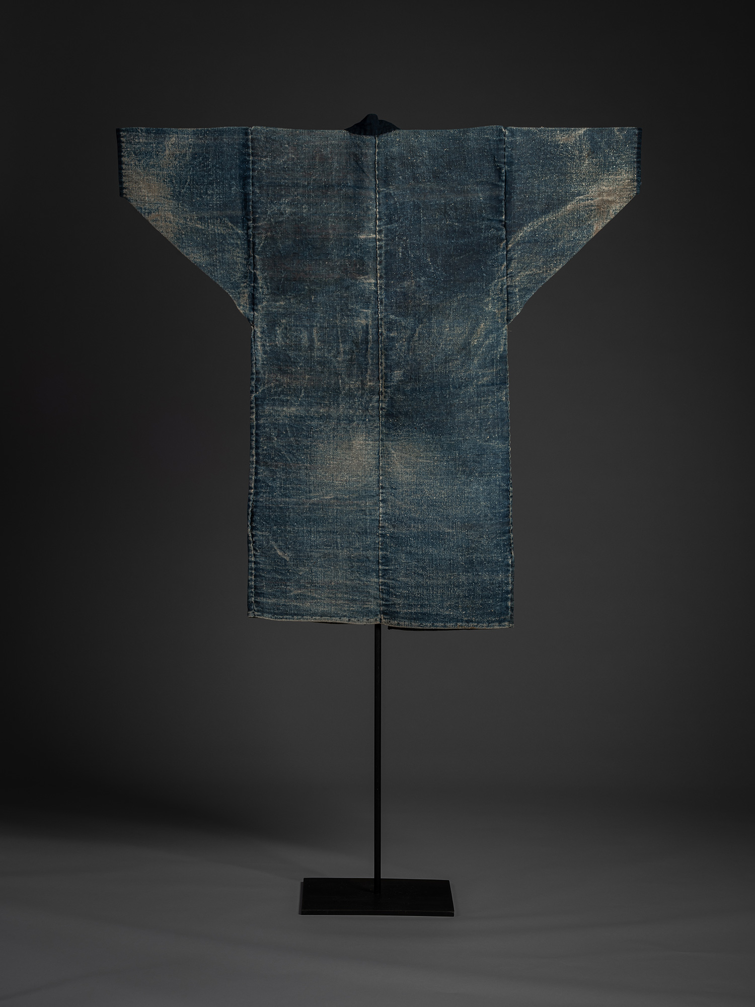 Back of late 19th-century Japanese otsuzure donza monk’s robe made of wisteria fiber, paper, and...