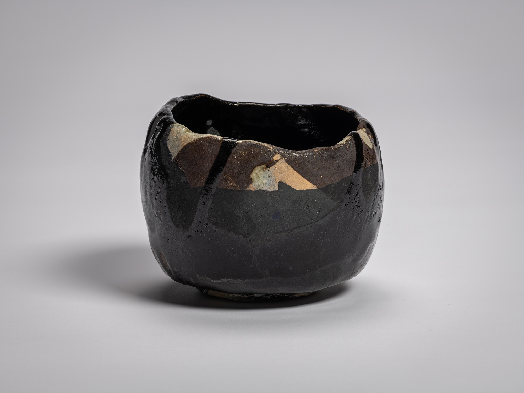 Tea bowl Daishimei (Grand Master of Fate) by Raku XV (Jikinyū), featuring a hand-formed cylindrical...
