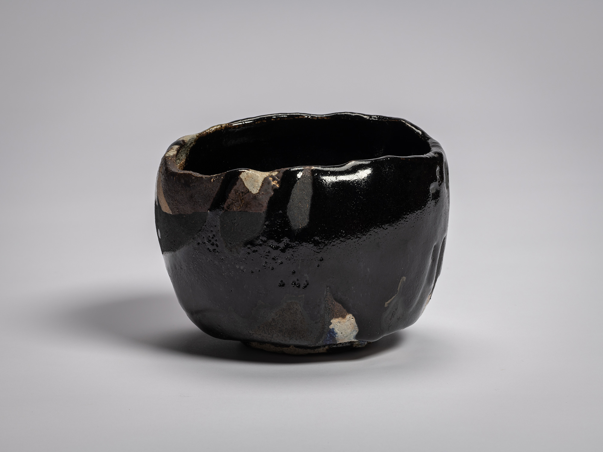 Tea bowl Daishimei (Grand Master of Fate) by Raku XV (Jikinyū), featuring a hand-formed cylindrical...