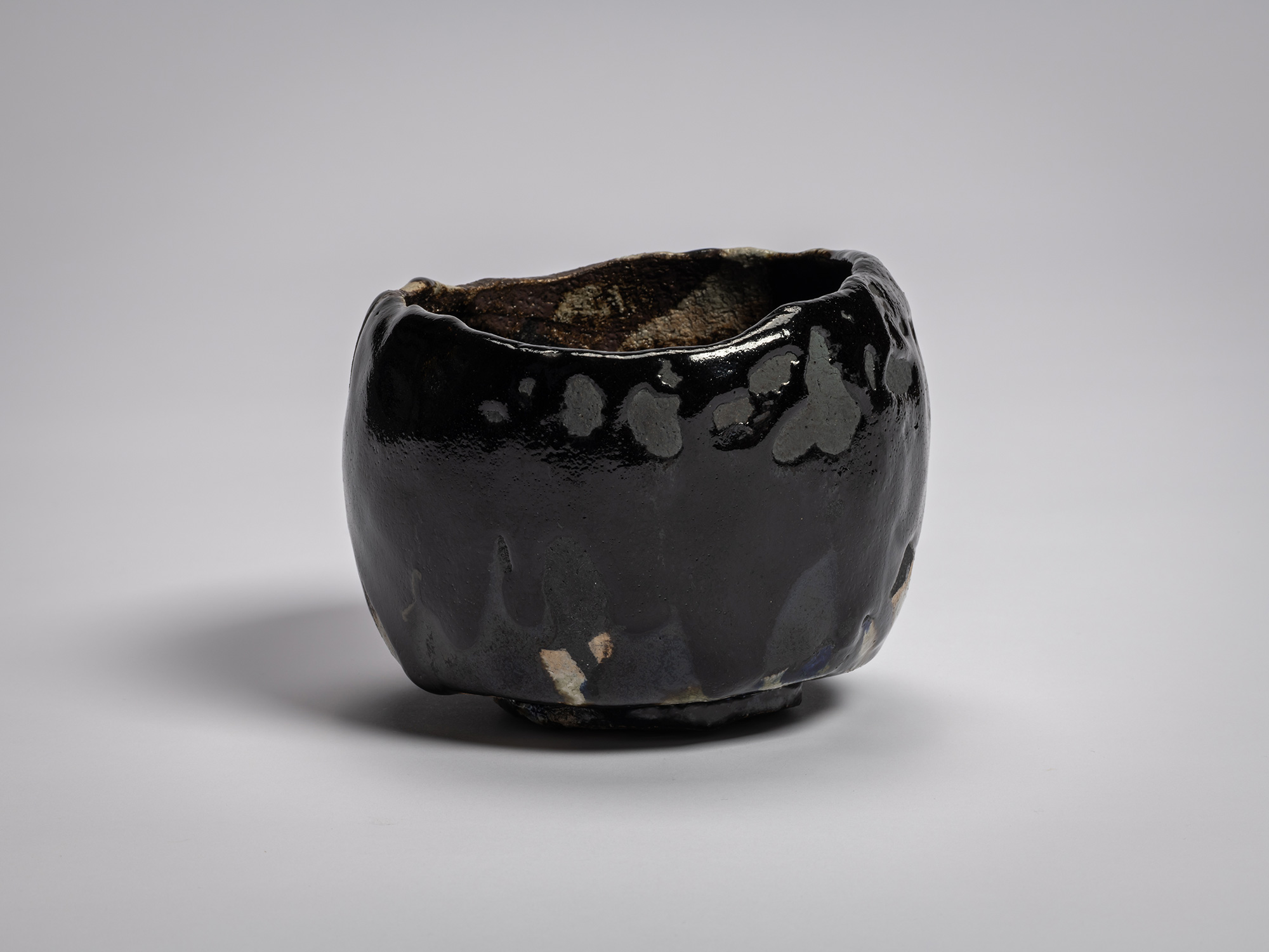 Tea bowl Daishimei (Grand Master of Fate) by Raku XV (Jikinyū), featuring a hand-formed cylindrical...