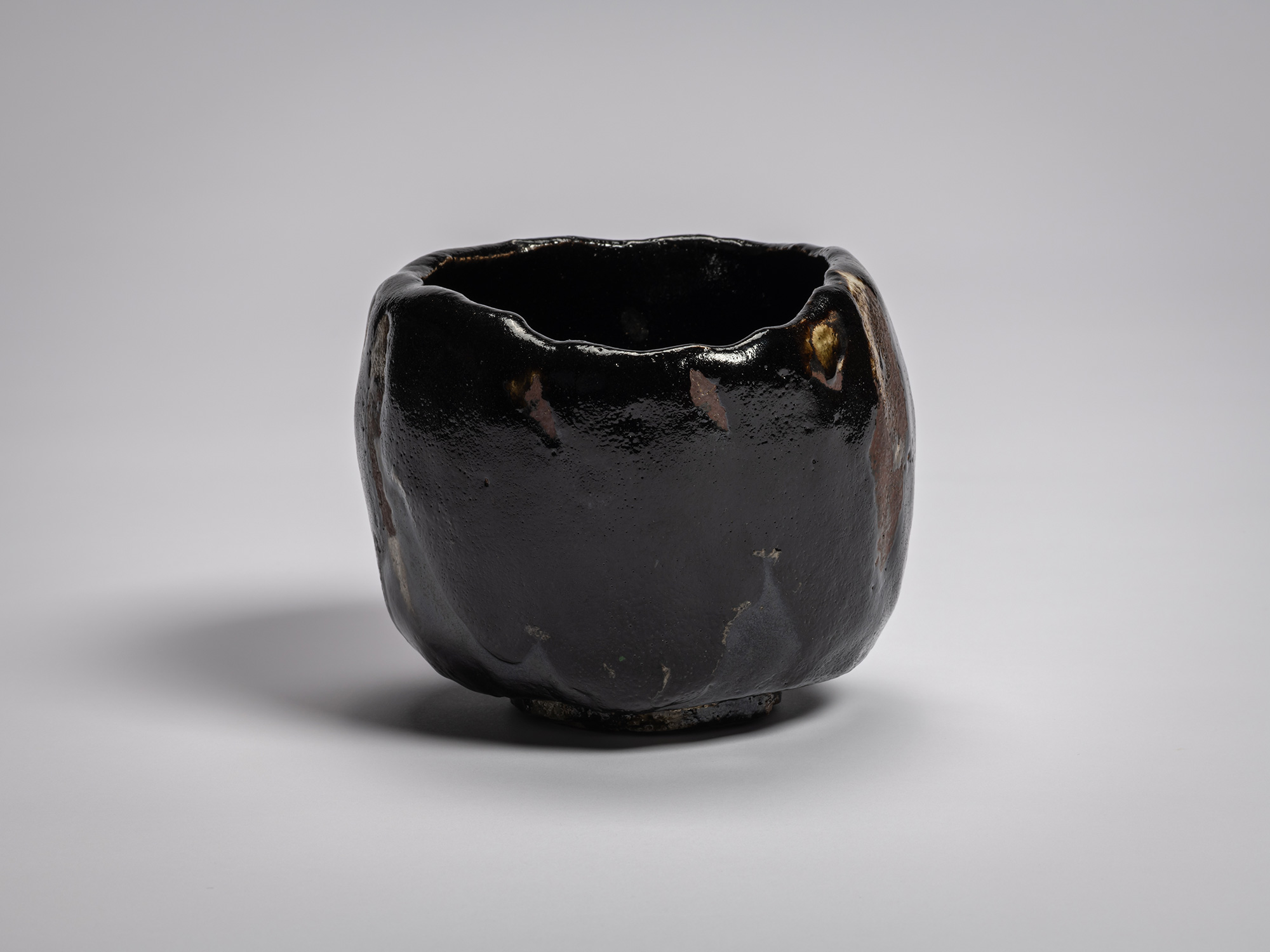 Raku XV tea bowl Usokuseki (“Traces of Rain”) with a hand-formed, slightly tapering cylindrical...