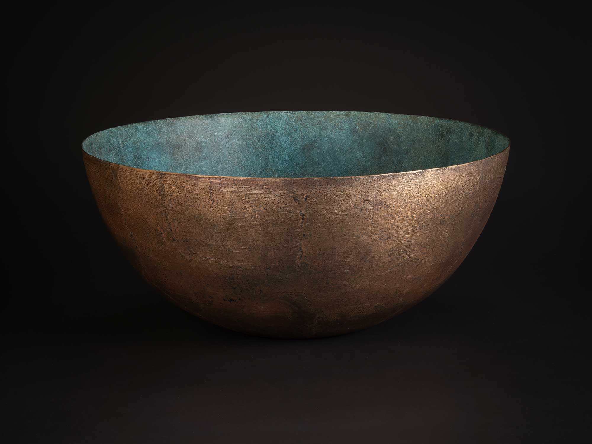 Bronze No. 22 by Hatakeyama, a wide, hemispherical bronze bowl with a gently tapering profile,...