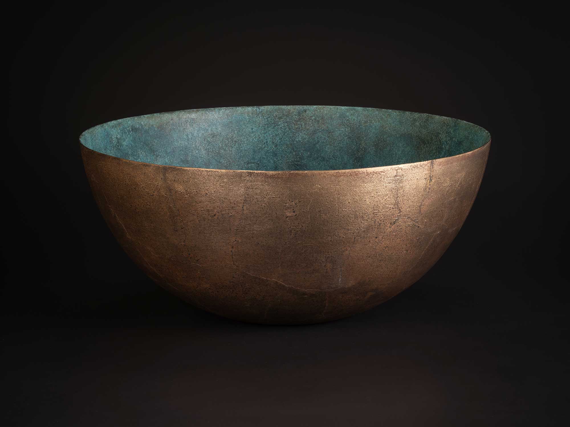 Bronze No. 22 by Hatakeyama, a wide, hemispherical bronze bowl with a gently tapering profile,...