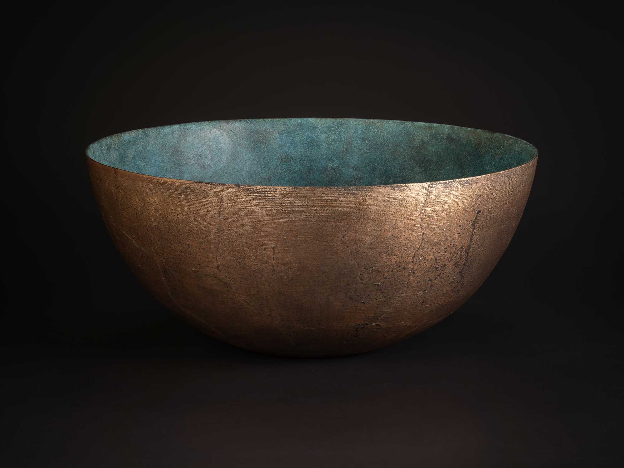 Bronze No. 22 by Hatakeyama, a wide, hemispherical bronze bowl with a gently tapering profile,...