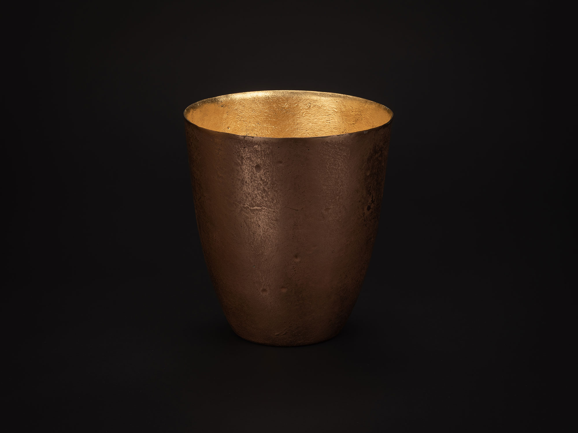 Bronze No. 13 by Koji Hatakeyama, a tall hand-formed bronze vessel with gently tapering sides and...