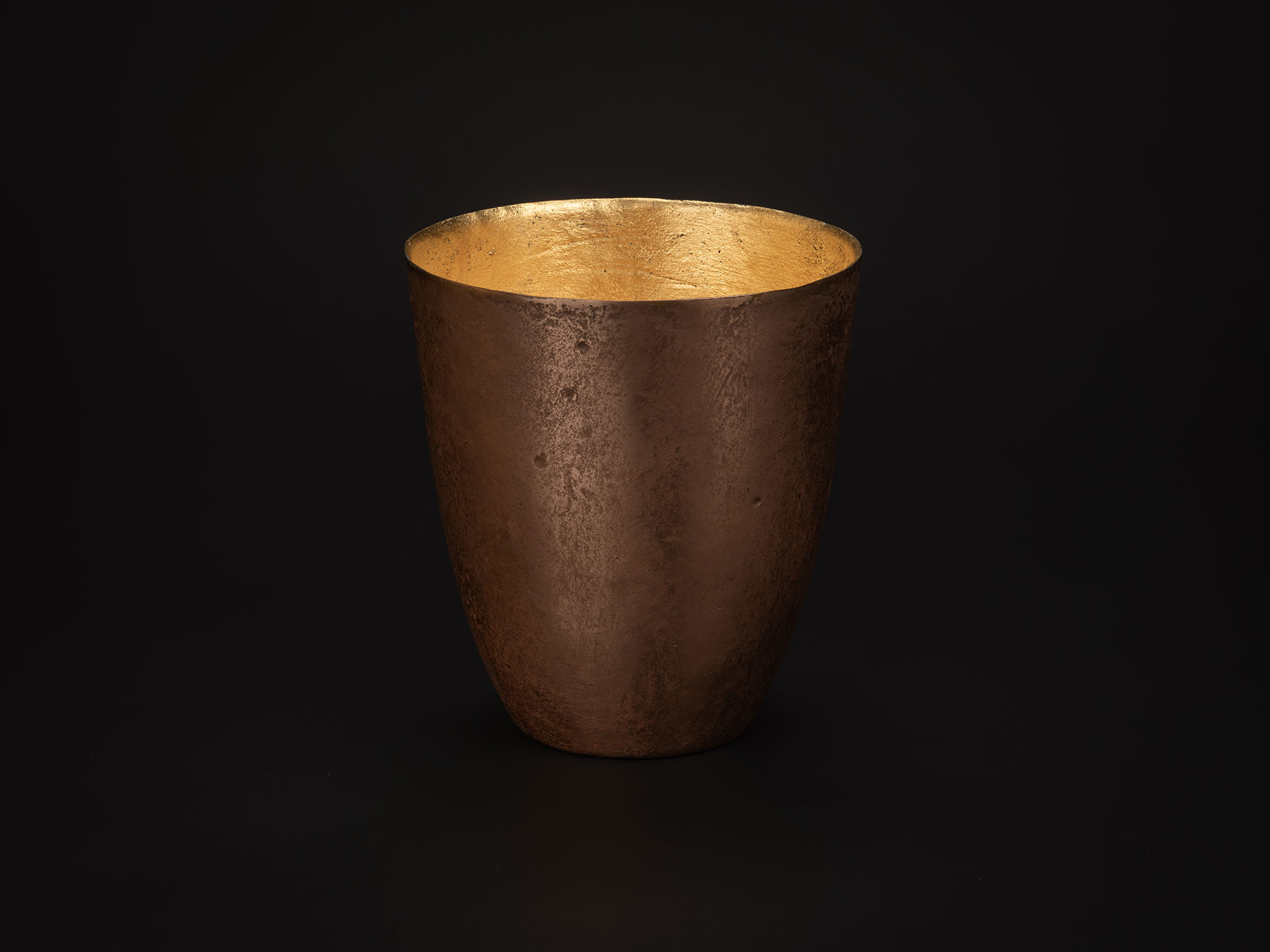 Bronze No. 13 by Koji Hatakeyama, a tall hand-formed bronze vessel with gently tapering sides and...