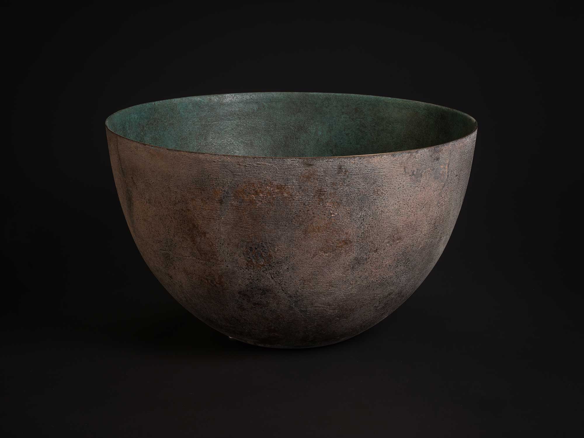 Bronze No. 2 by Koji Hatakeyama, a wide hand-formed bronze vessel with a low rounded body and broad...