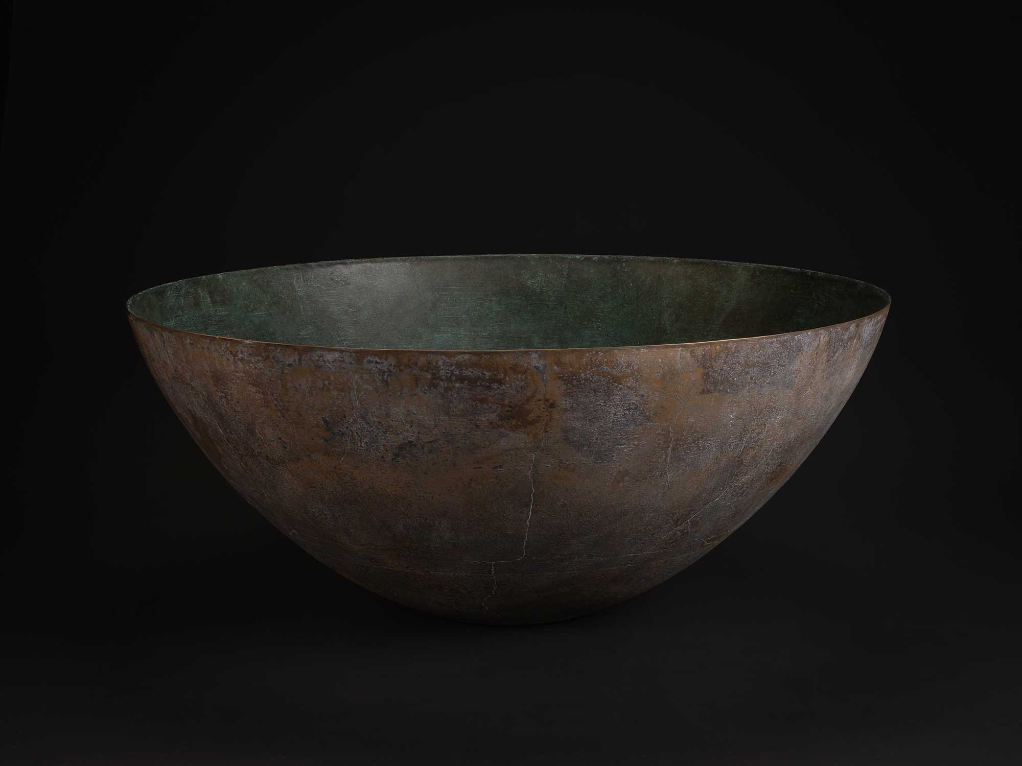 Bronze No. 24 by Koji Hatakeyama, a wide hand-formed bronze vessel with a shallow hemispherical...