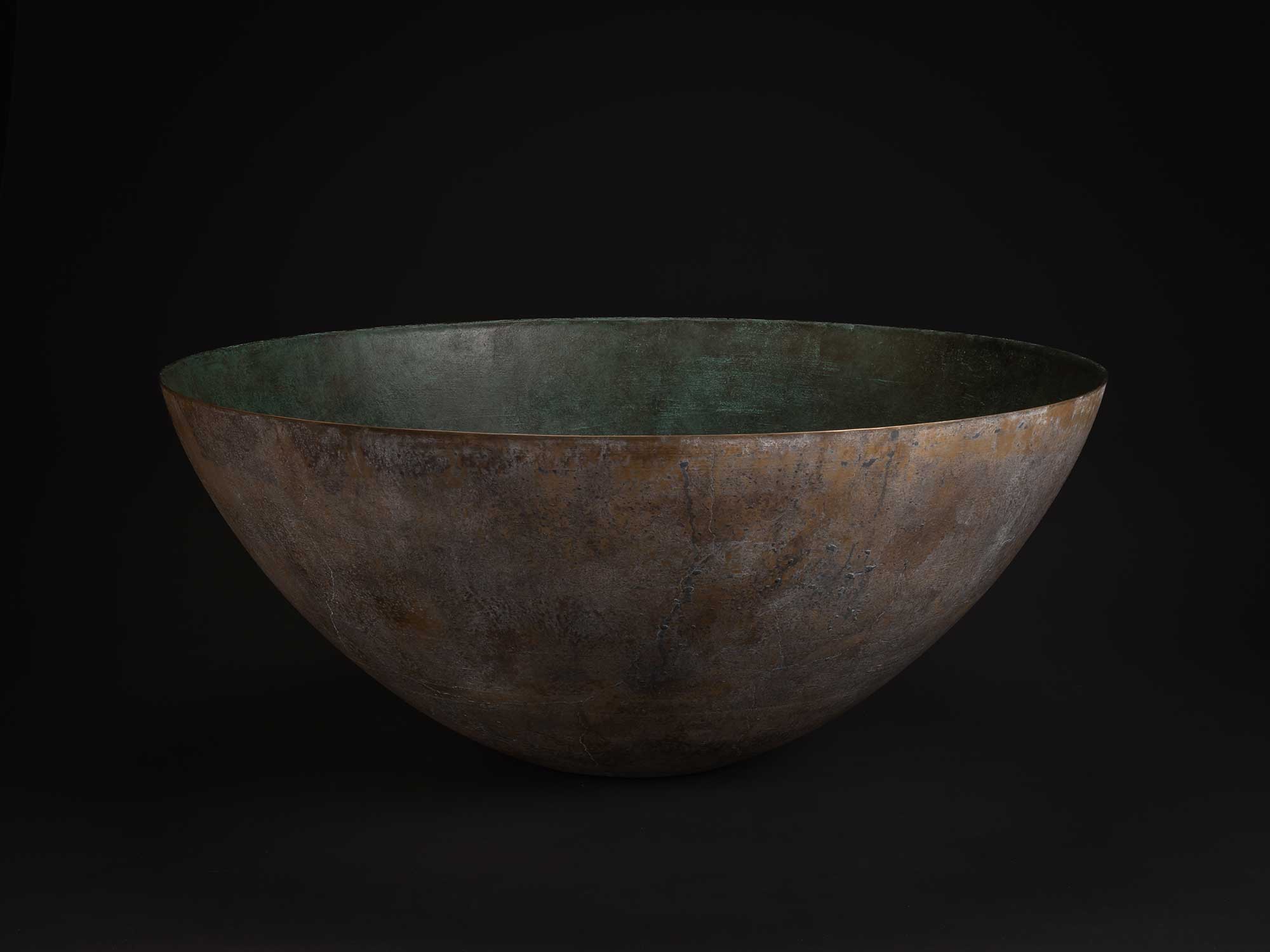 Bronze No. 24 by Koji Hatakeyama, a wide hand-formed bronze vessel with a shallow hemispherical...