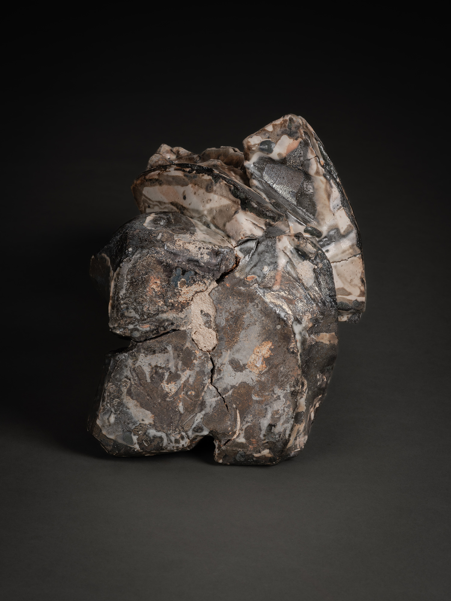 Foot of Vertical ceramic sculpture by Shōzō Michikawa finished with kohiki slip and natural ash...