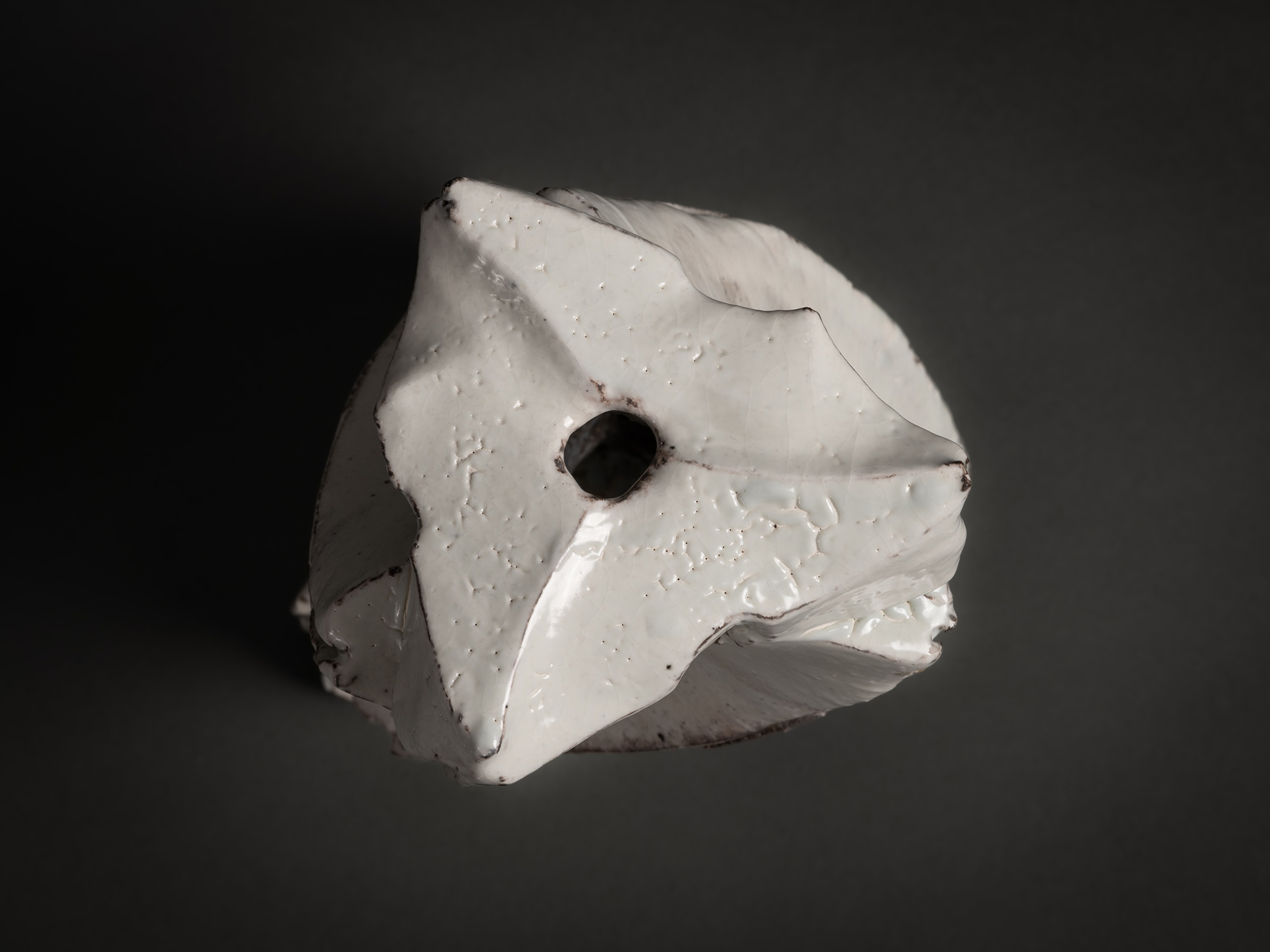 Aerial view of Kohiki Sculptural Form by Michikawa, showing an irregular, faceted opening with...
