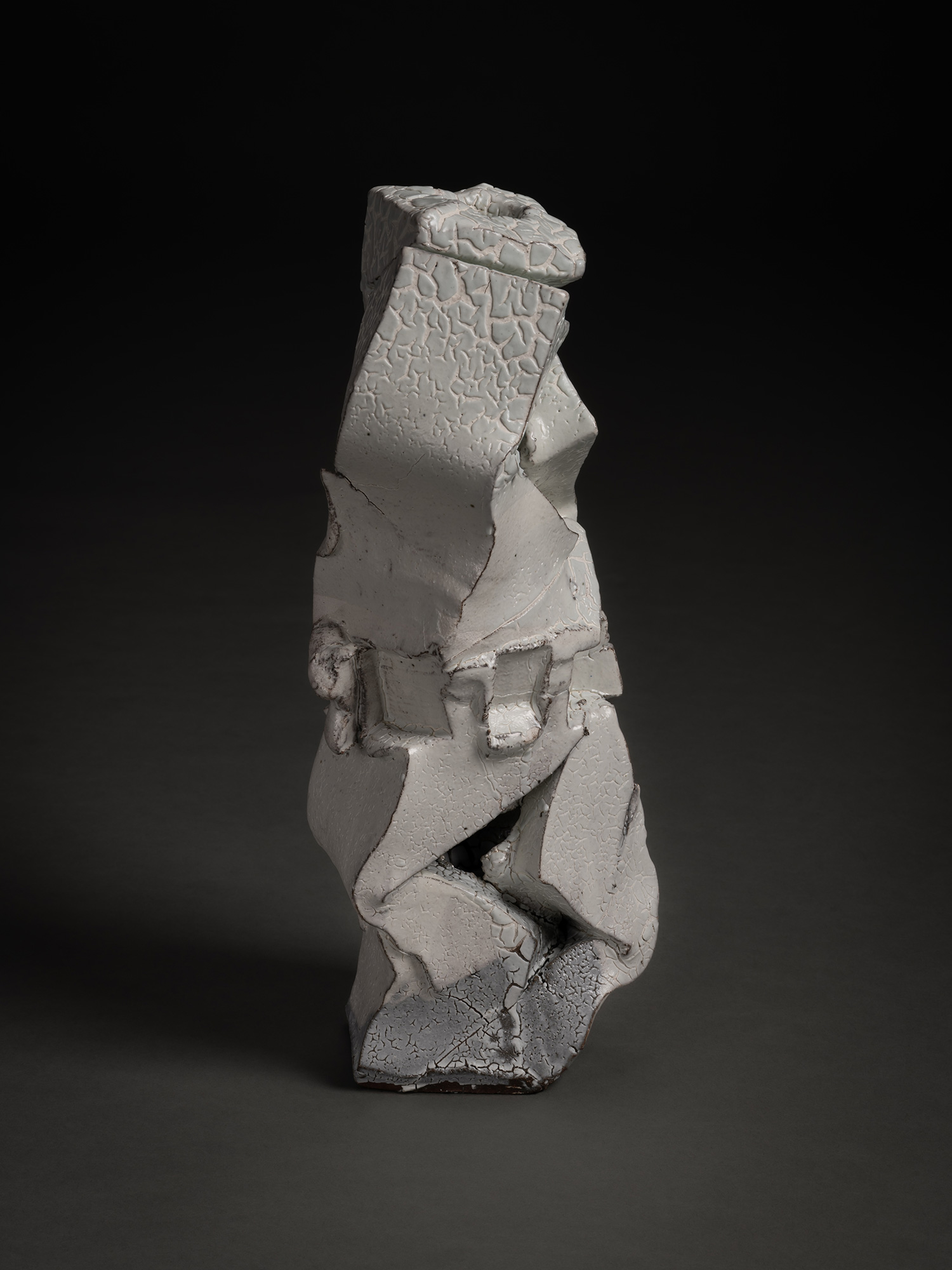 A vertical stoneware sculpture titled Kohiki Sculptural Form by Shozo Michikawa. The piece features...