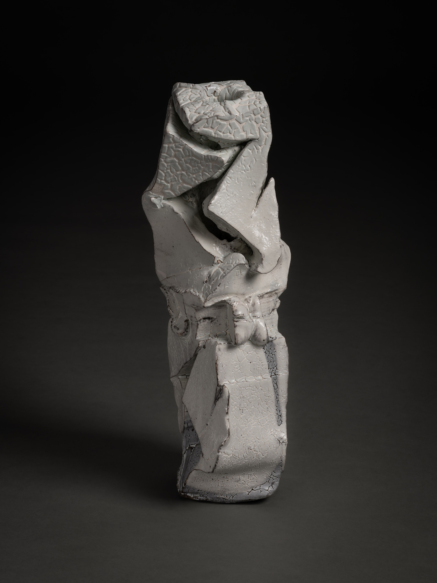 A vertical stoneware sculpture titled Kohiki Sculptural Form by Shozo Michikawa. The piece features...