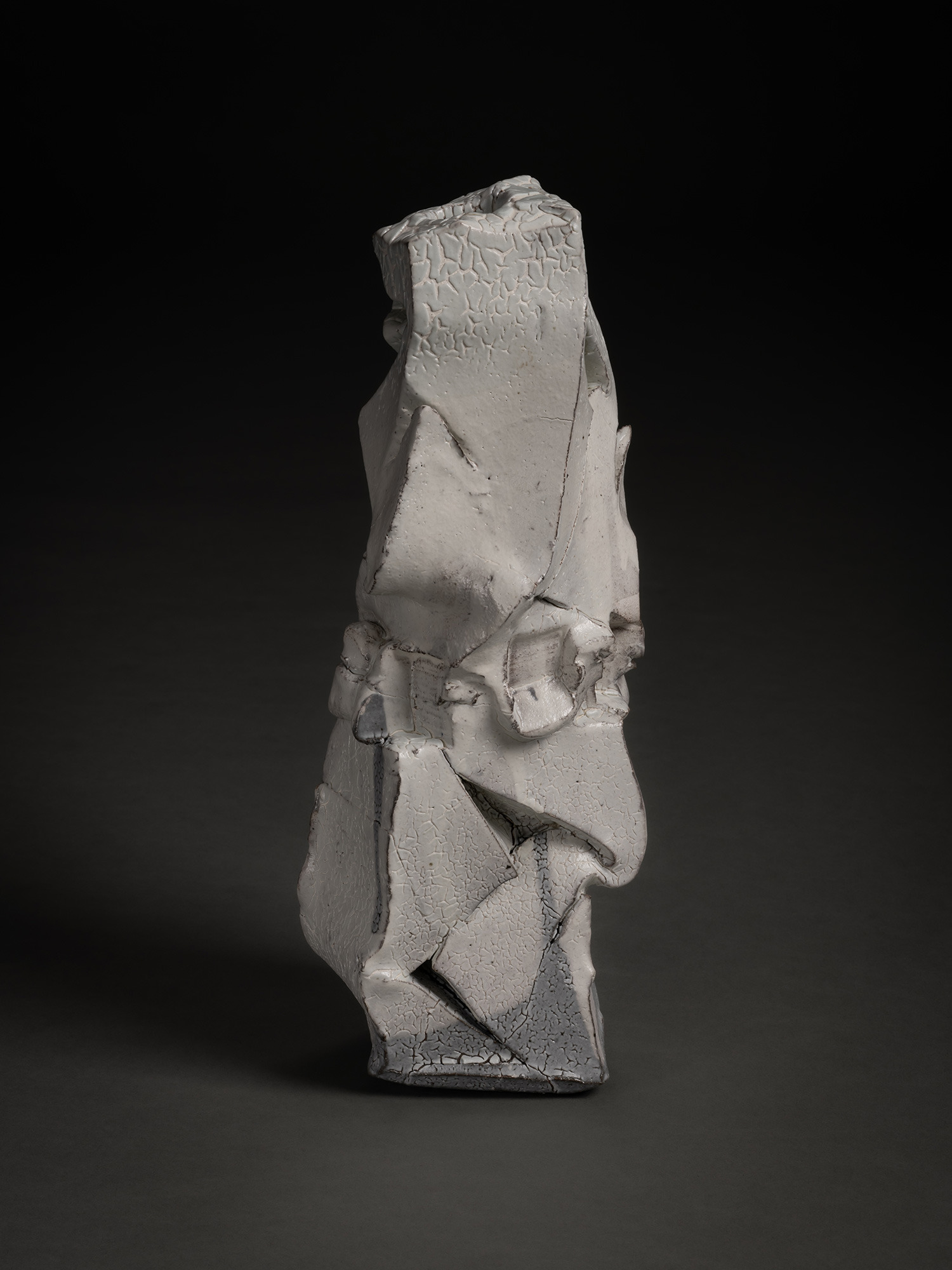 A vertical stoneware sculpture titled Kohiki Sculptural Form by Shozo Michikawa. The piece features...