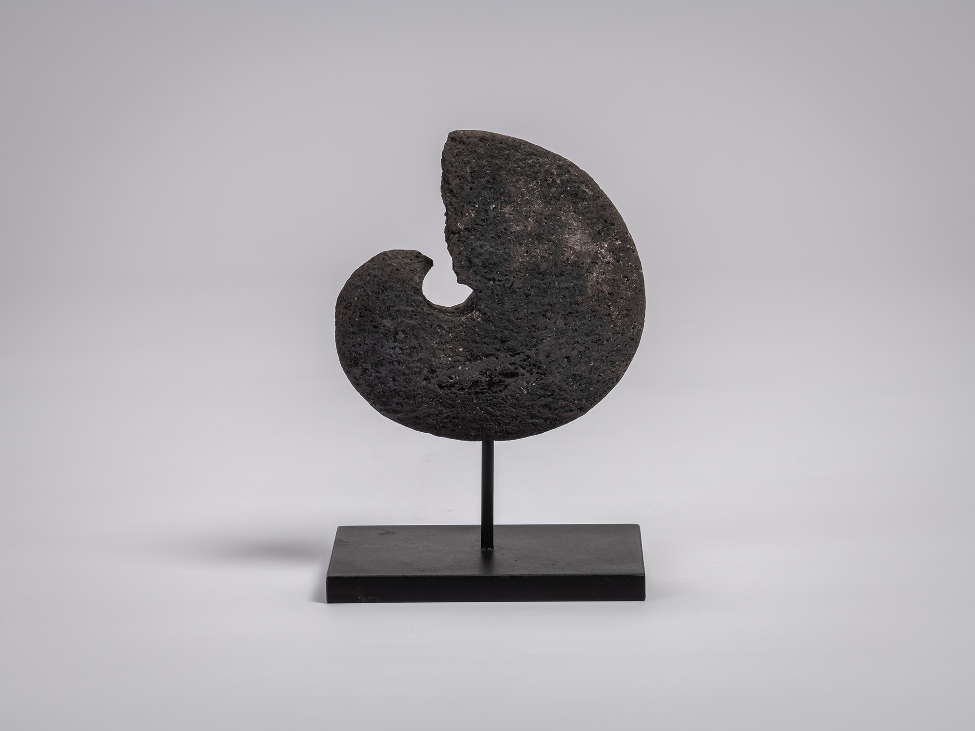 Transmigration Element Series by Masaomi Raku is a circular ceramic form with a crescent-shaped...