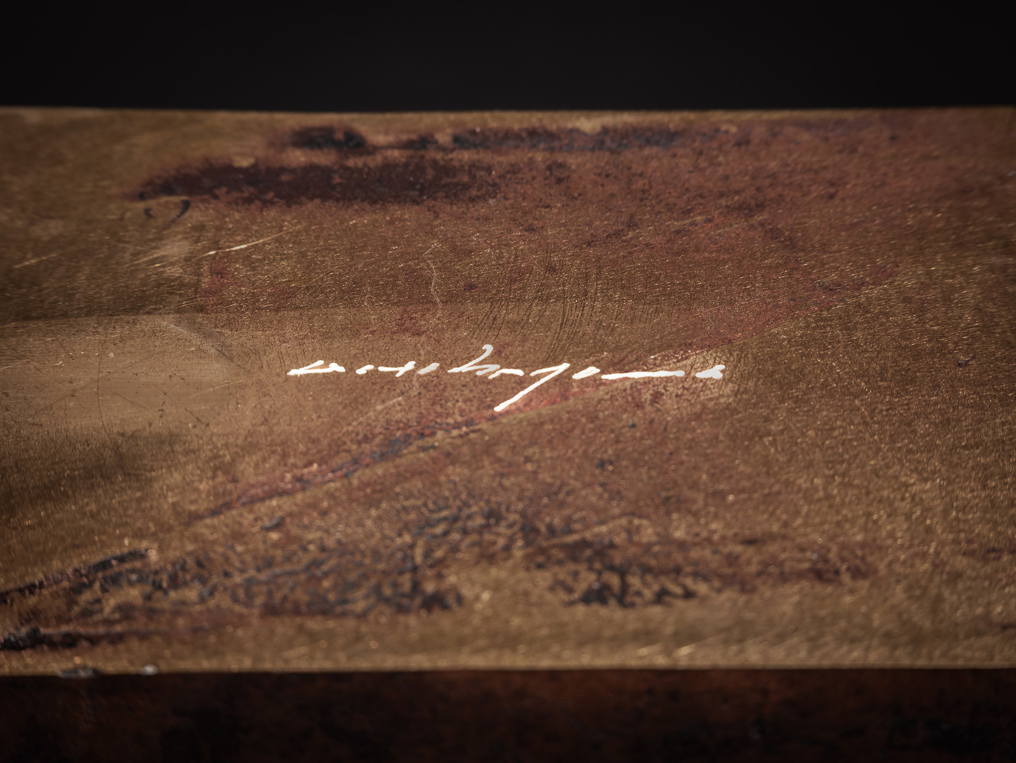 Close-up of artist's signature