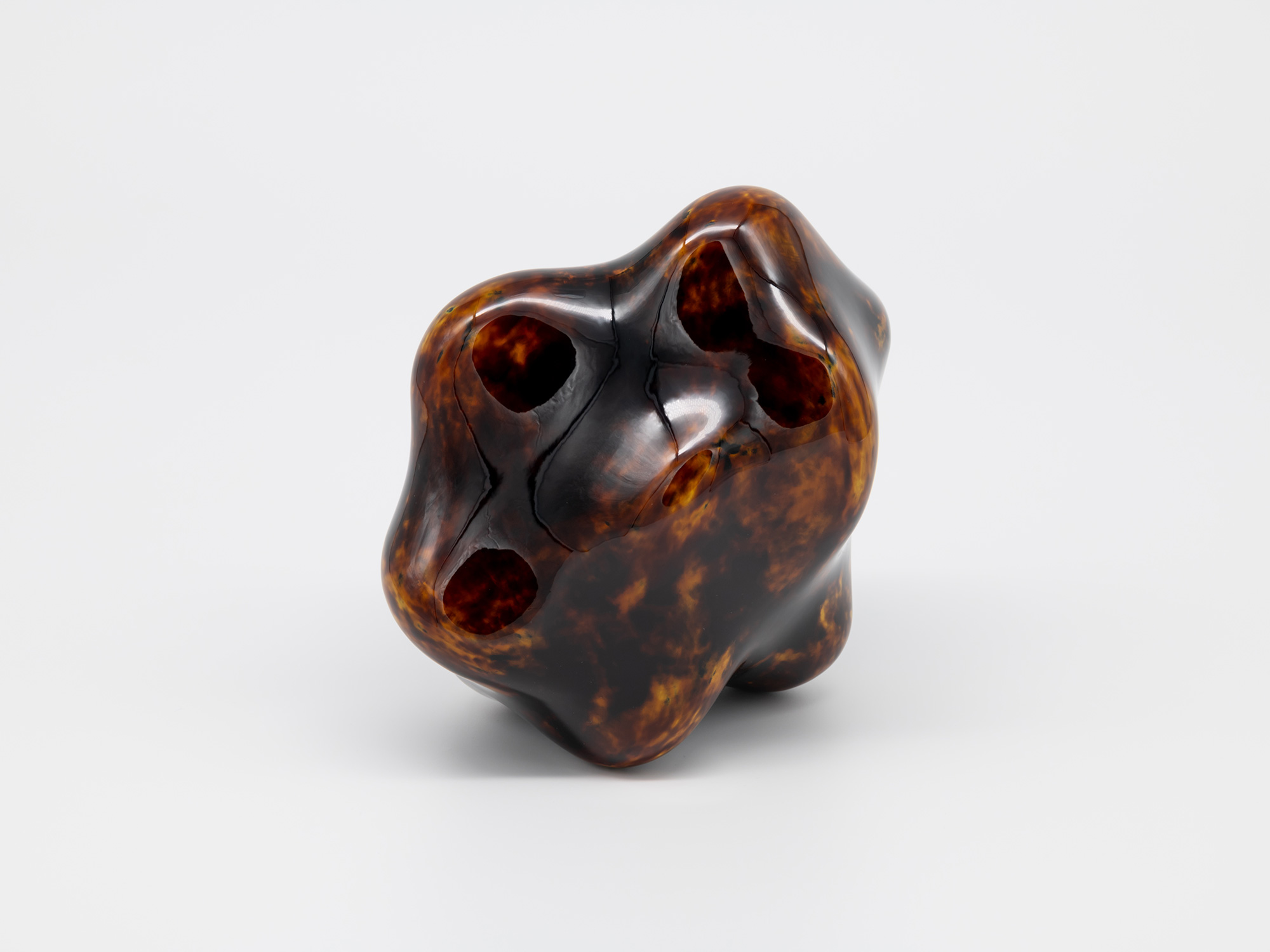 A small, freestanding contemporary lacquer sculpture titled Untitled (tangled) by Genta Ishizuka,...