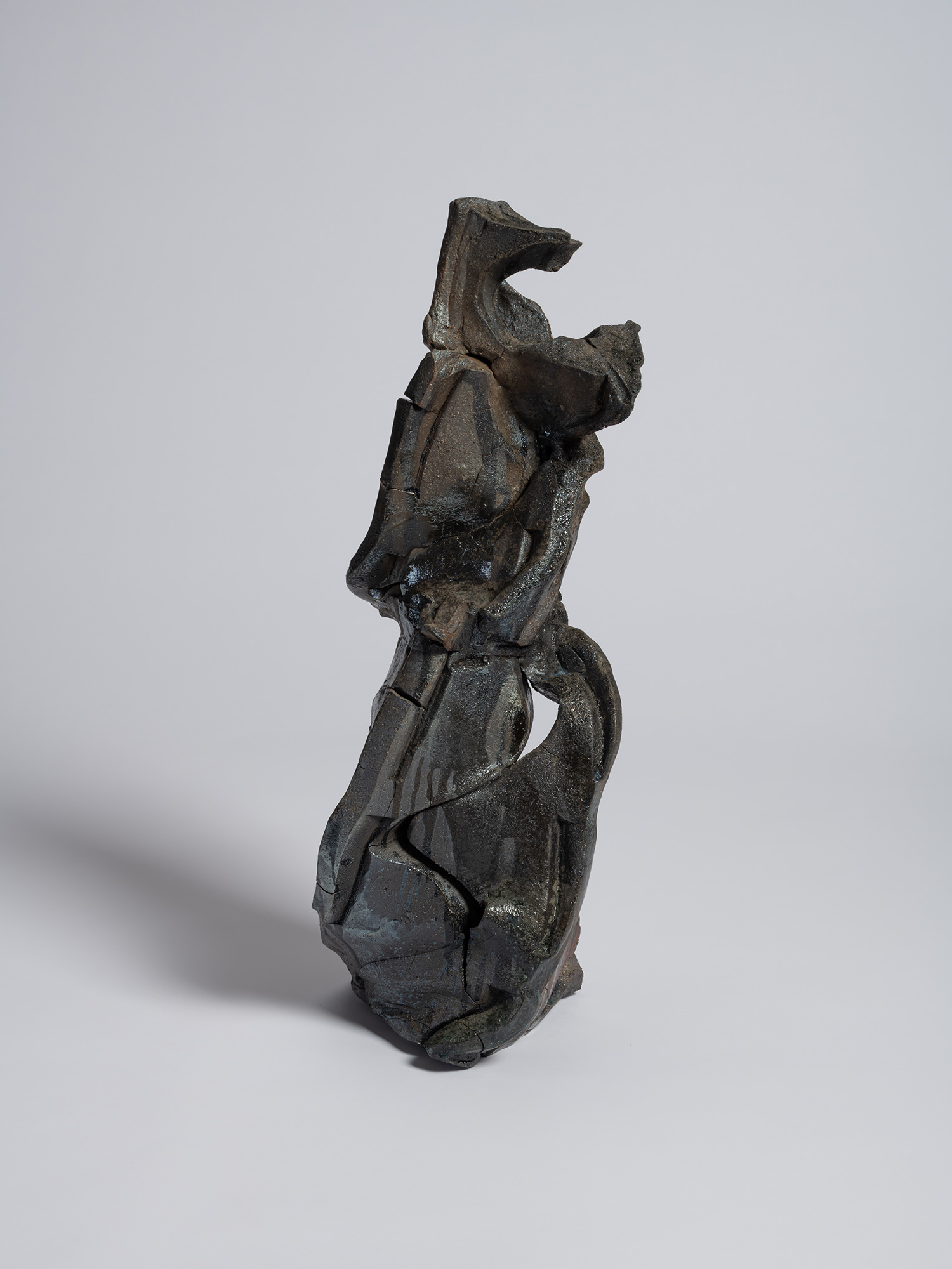 View of the stoneware sculpture Volcano by Shozo Michikawa. The spiraling, kinetic energy of the...