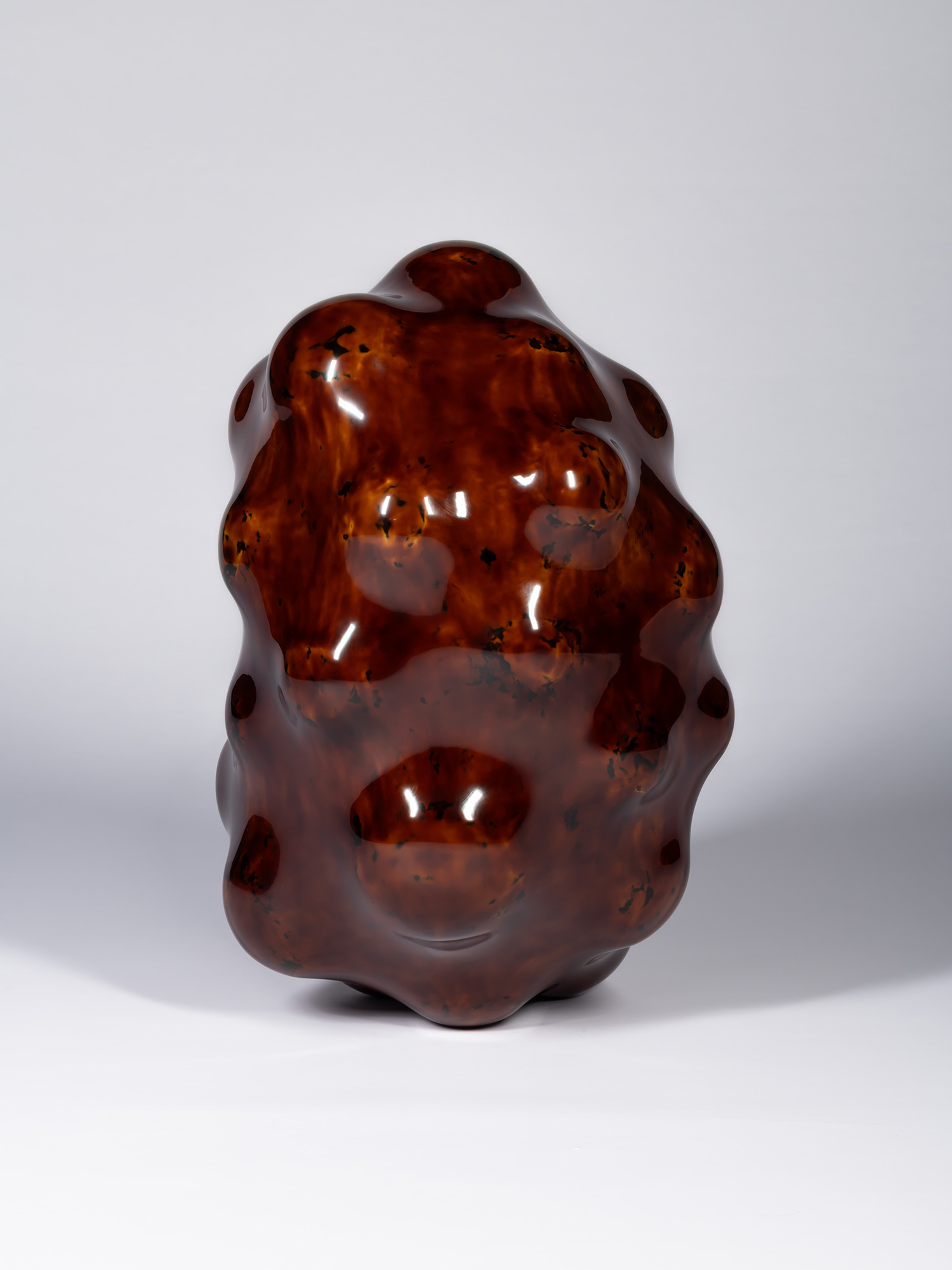 View of Surface Tactility #5 highlighting its asymmetrical silhouette and clustered rounded forms....