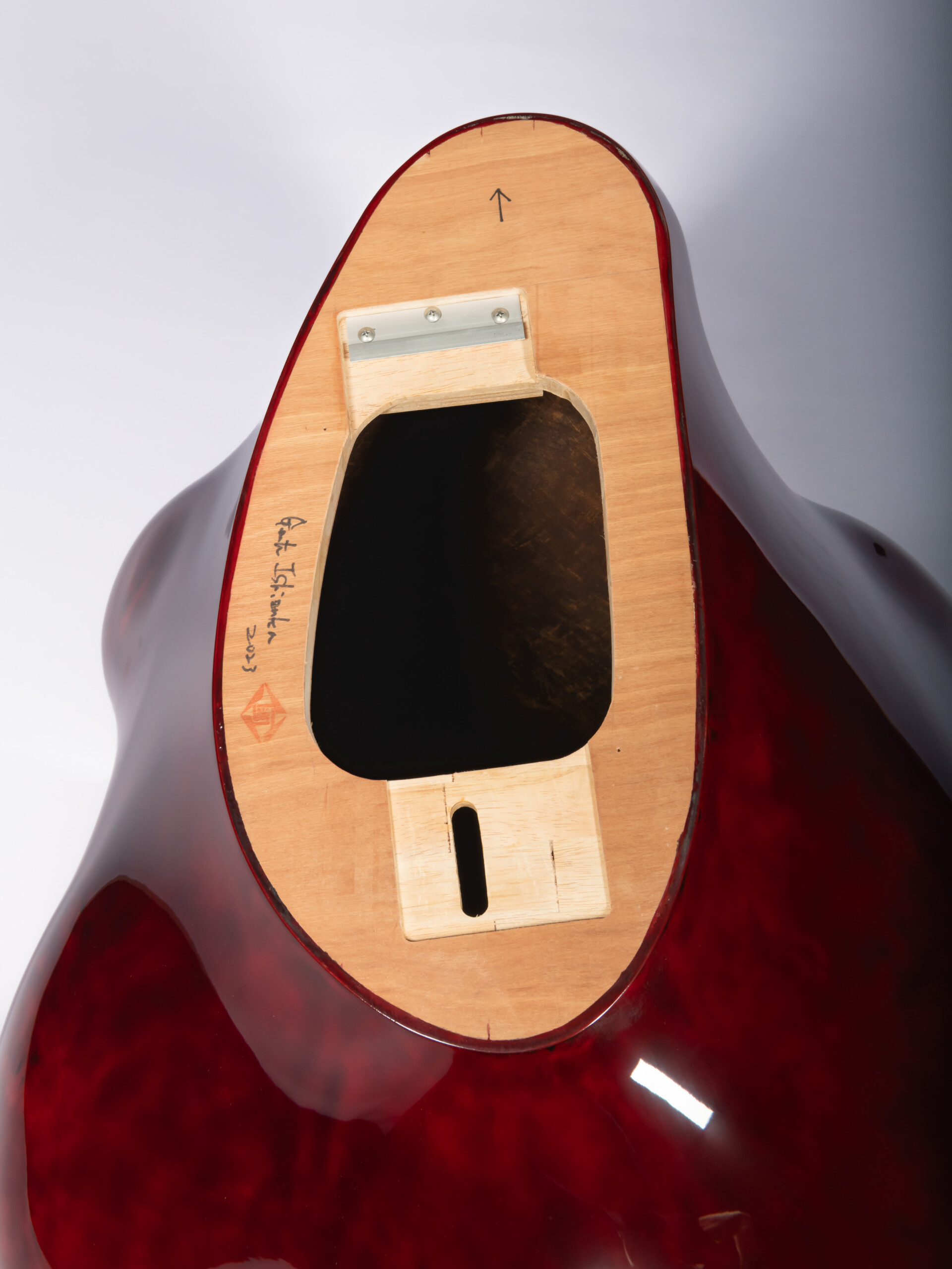 Back view of Taxis Groove #1 showing the wooden mounting panel inset into the sculpture. The panel...