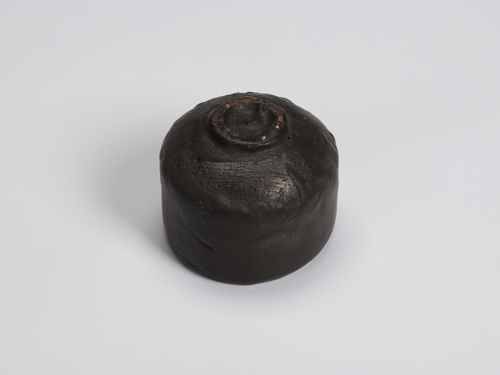 Bottom view of Chawan No. 16 showing its rounded underside and neatly trimmed circular foot ring....
