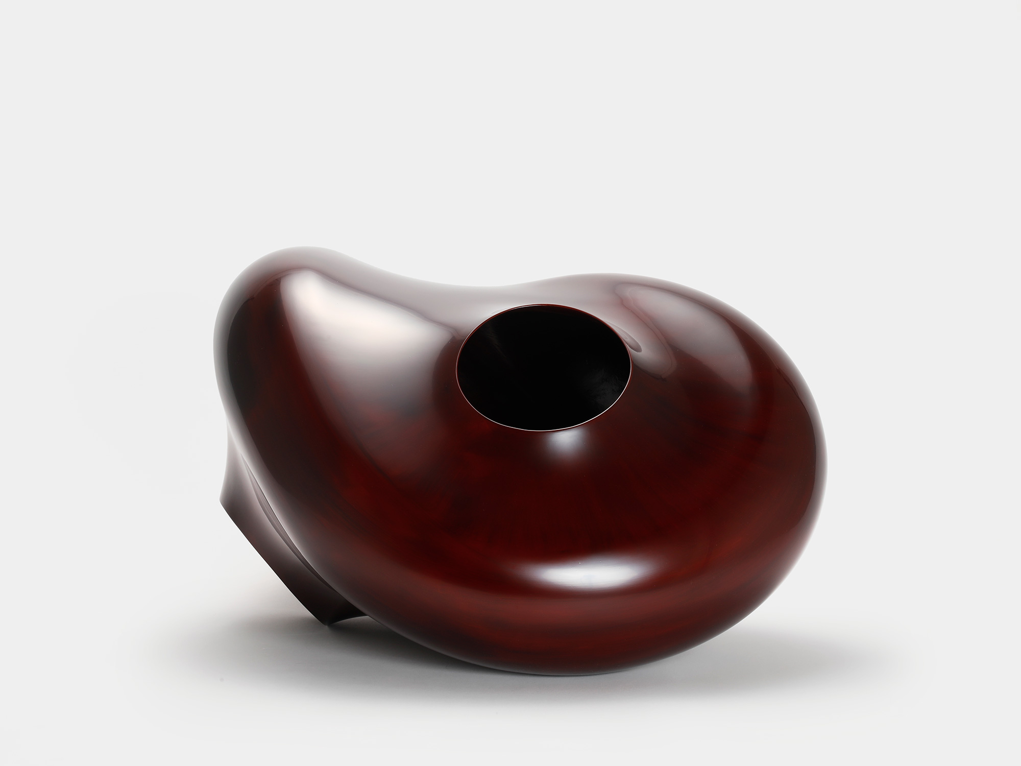 Alternate view of Penetration by Genta Ishizuka, an organic dark lacquer sculpture with a highly...