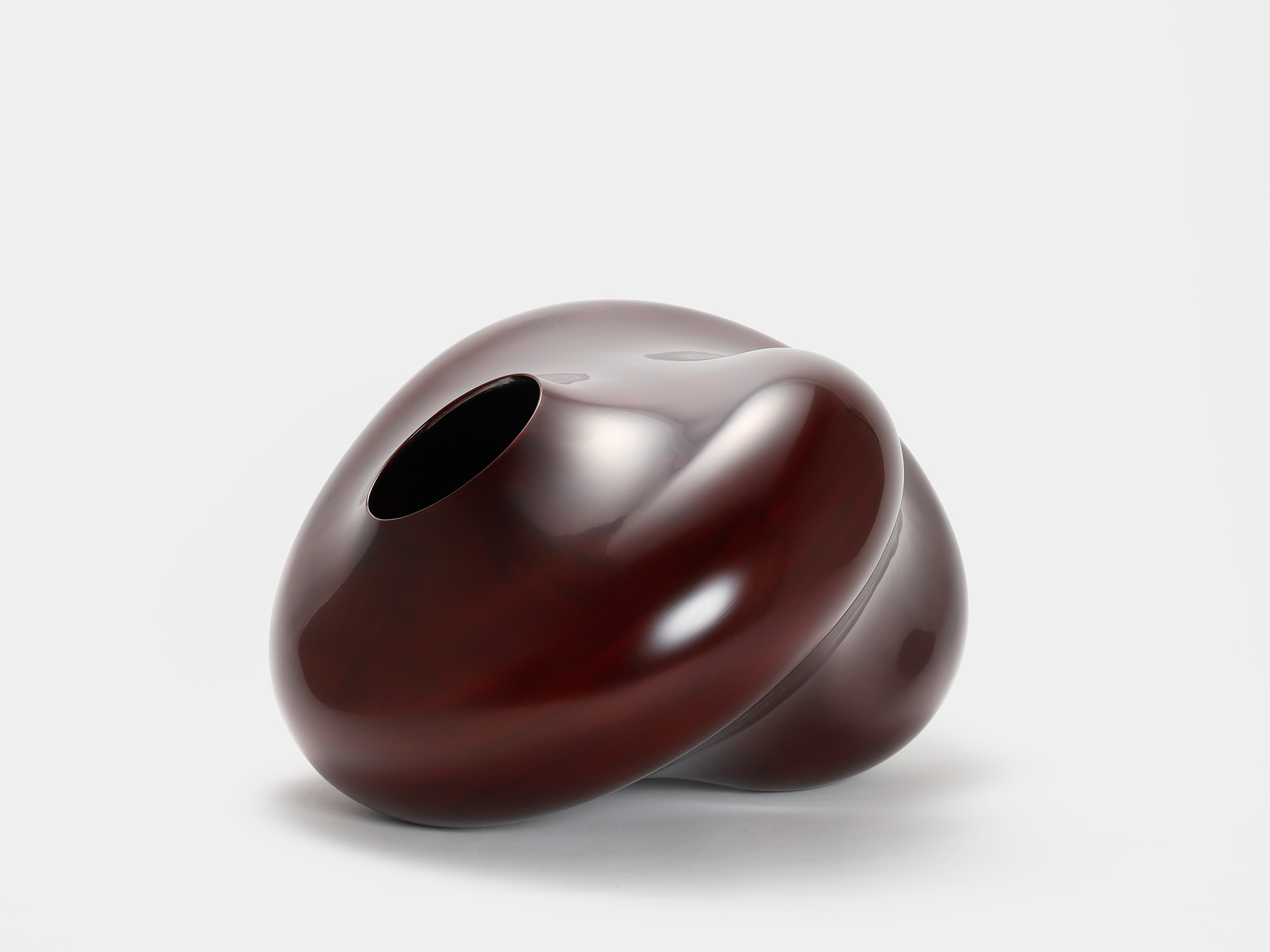 Alternate view of Penetration by Genta Ishizuka, an organic dark lacquer sculpture with a highly...