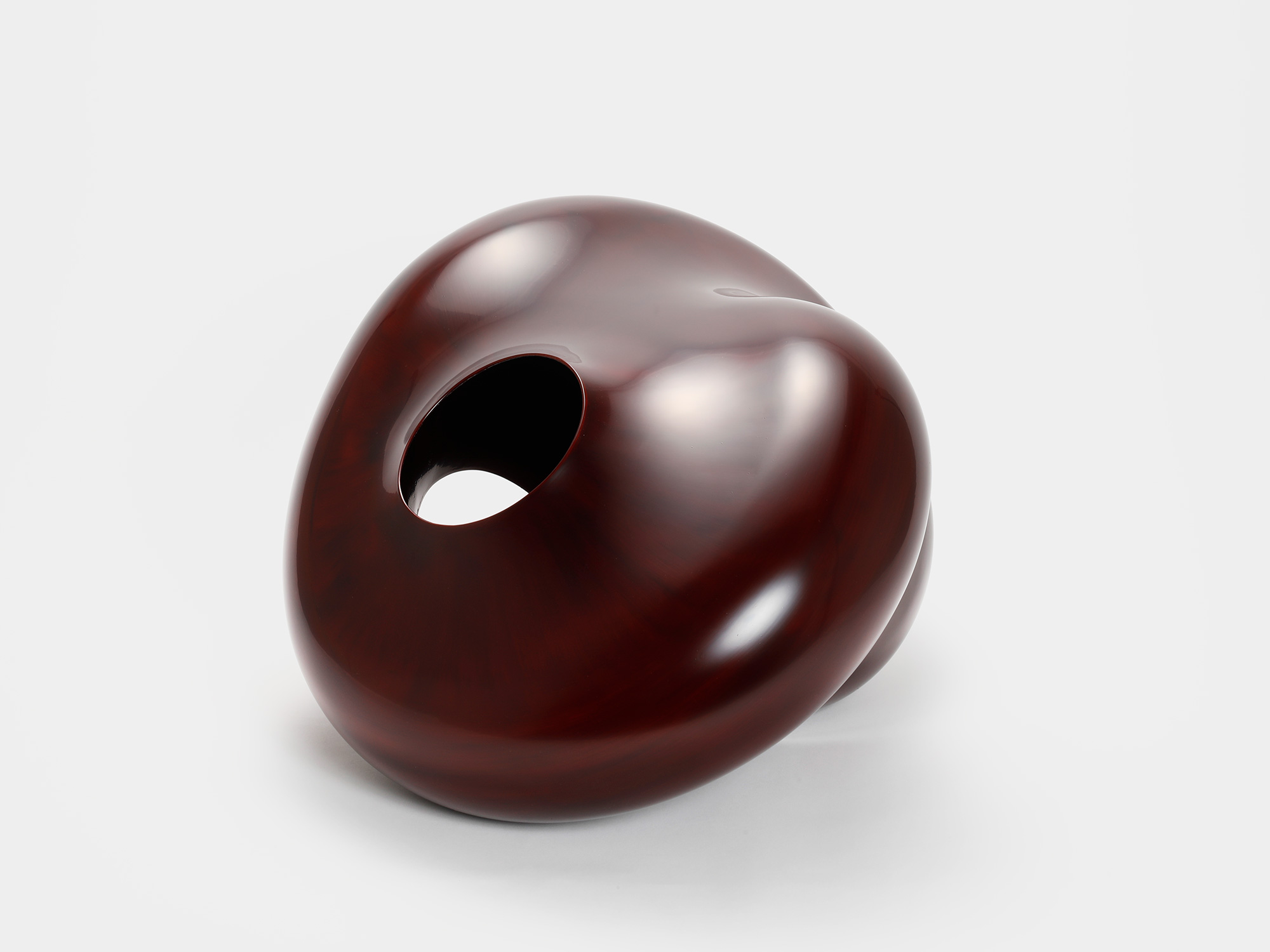 Alternate view of Penetration by Genta Ishizuka, an organic dark lacquer sculpture with a highly...