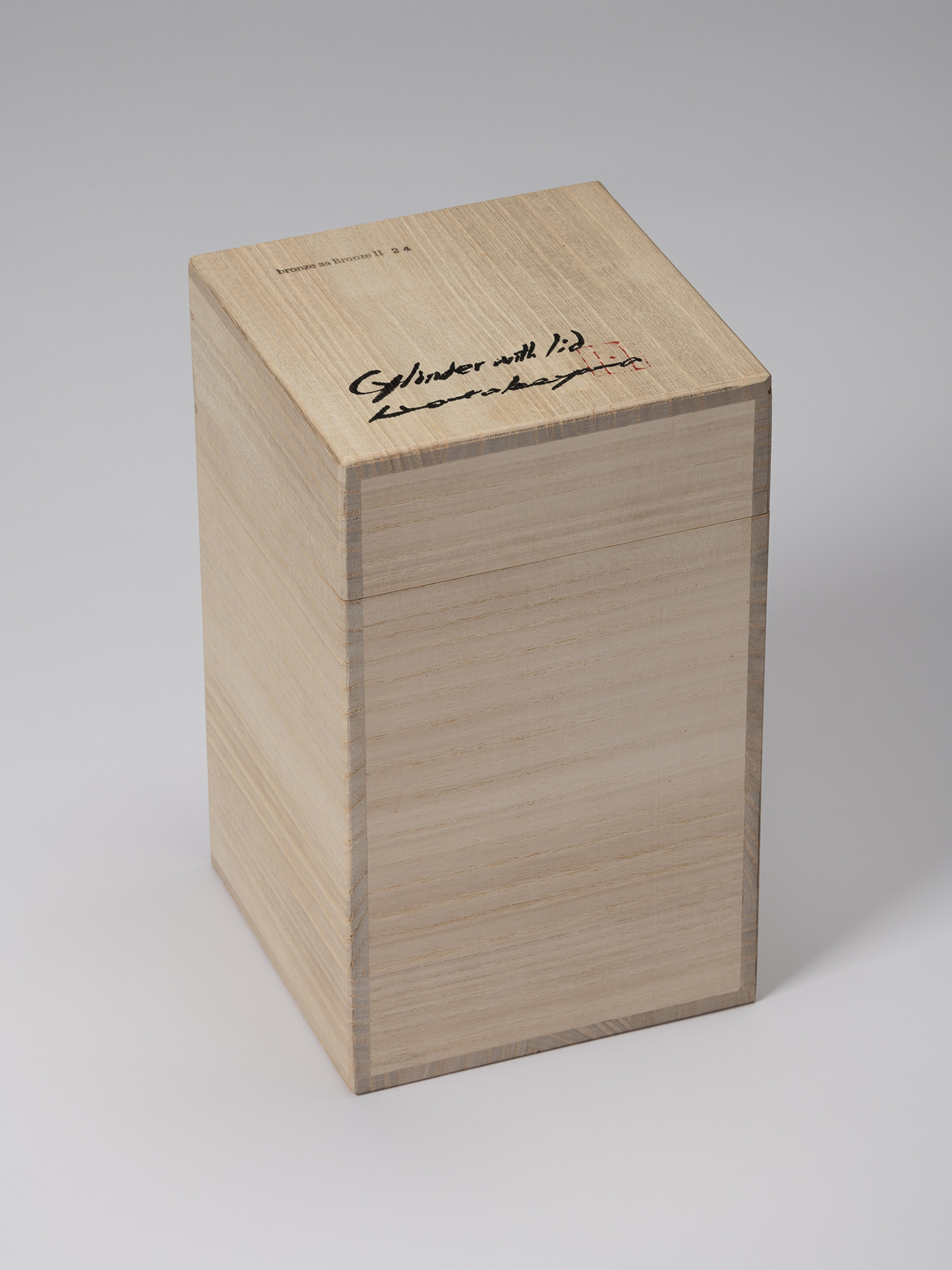Wooden tomobako for Koji Hatakeyama’s bronze as Bronze II No. 24, with the title inscribed on the...